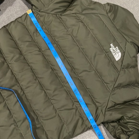 North Face Girls Dark Olive Green Puffer thin Goose Down Coat - Picture 6 of 14